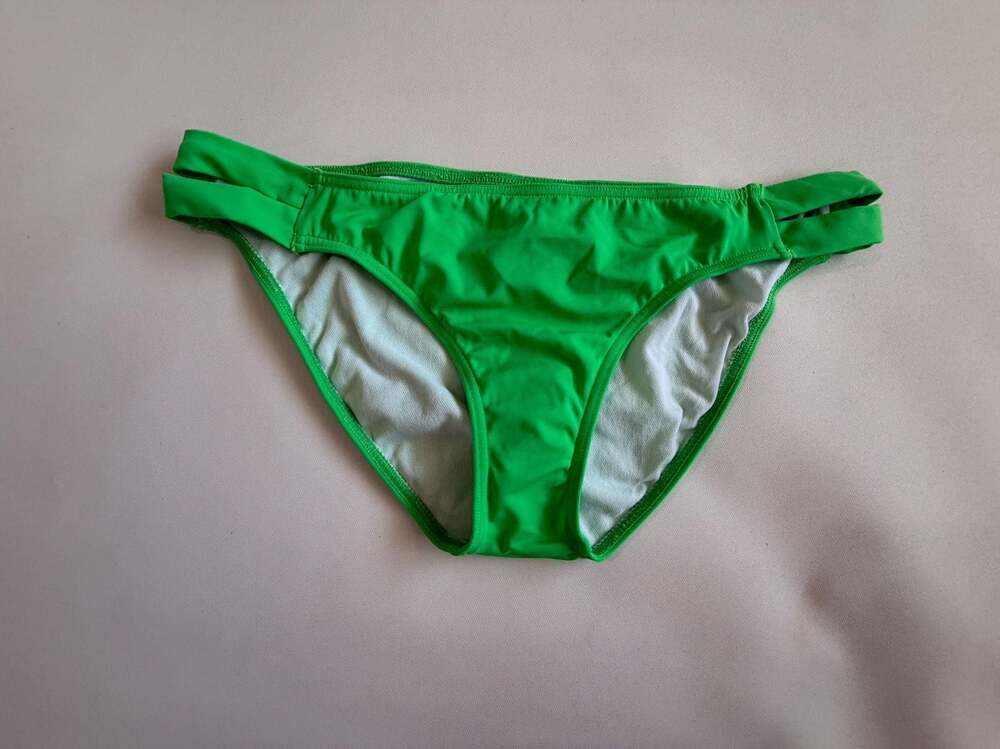 Womens Green Bikini Bottom Size S Low Rise Double Strap Swimwear